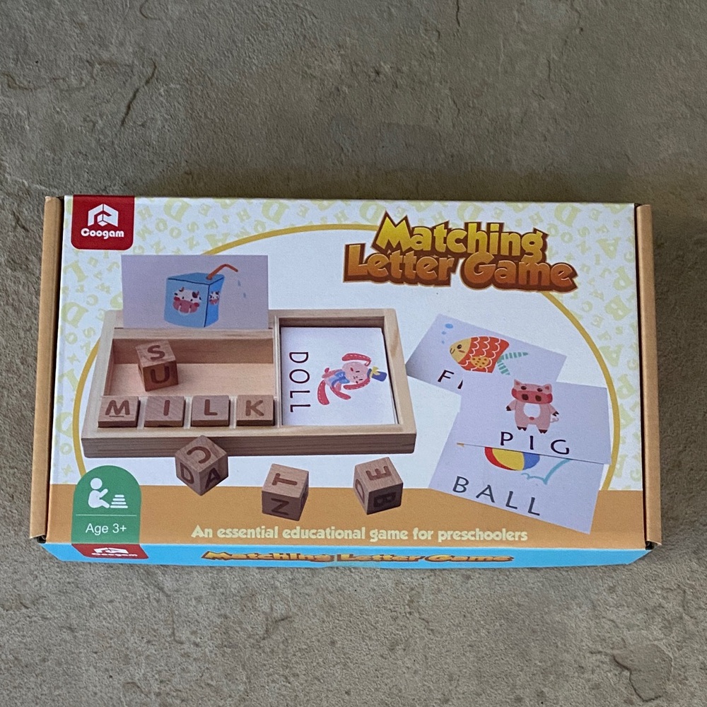 3+ wooden toy puzzle word game word association learning preschool blocks
